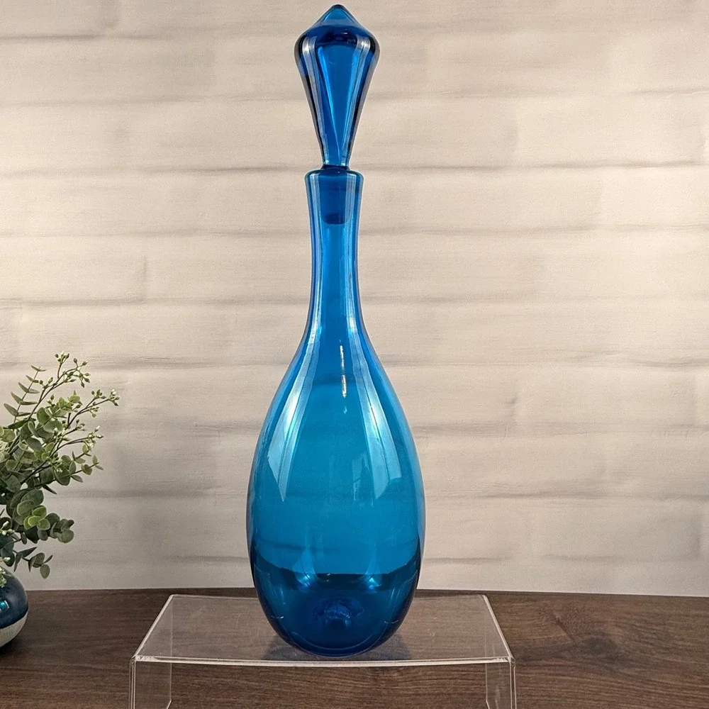 Blenko 6734 Turquoise Glass Decanter Joel Myers 1967 MCM